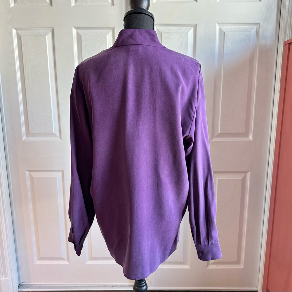 Chaus Plum Purple Silk Button Down Shirt - Picture 3 of 5